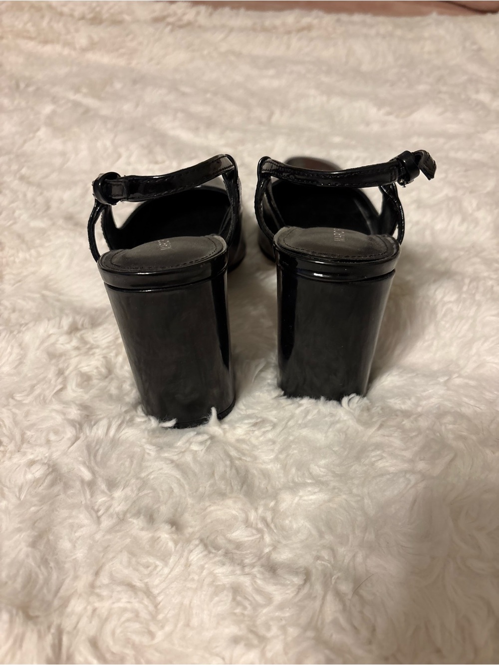 Marc Fisher Black Patent Slingback Block Heels Pumps 7.5 M - Picture 3 of 7